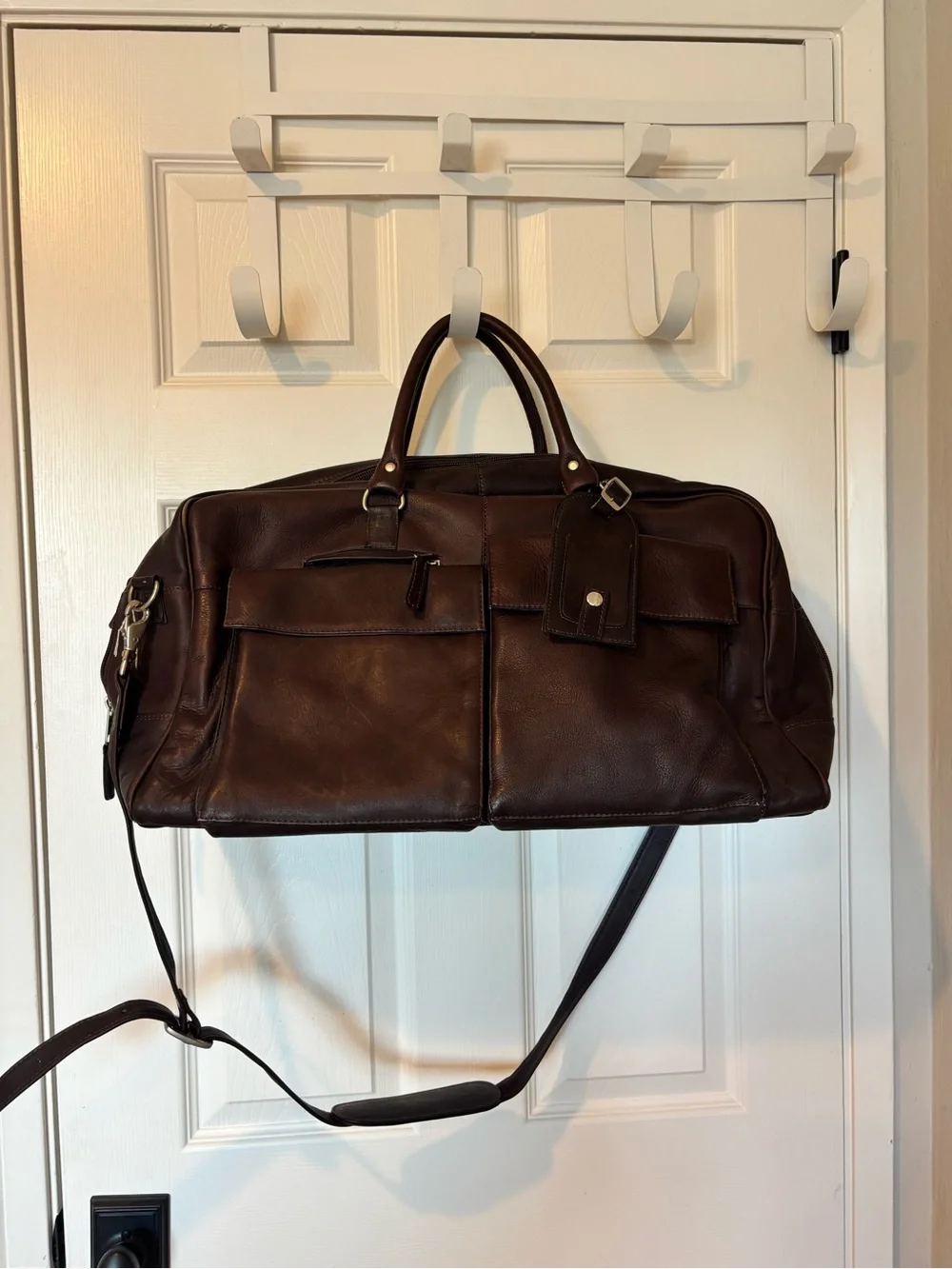Men's Leather Weekender Duffel Bag - Brown
